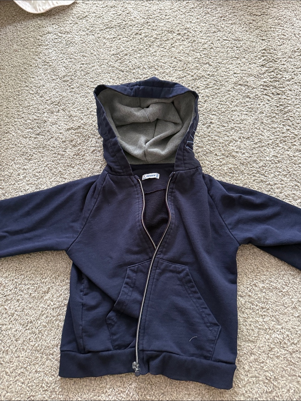 Mayoral Navy Hoodie with Gray Hood Lining